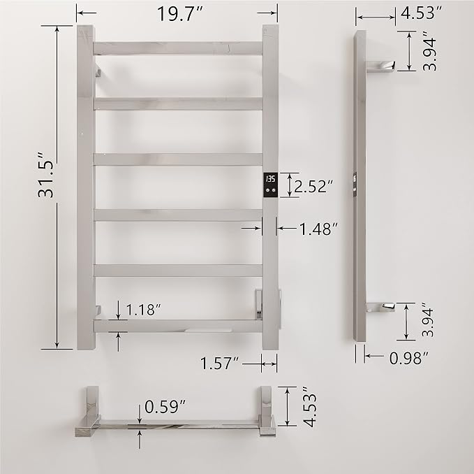 Topdattion Smart Wireless Electric Towel Warmer | Blade Thin 6 Bar Design | - Image 3