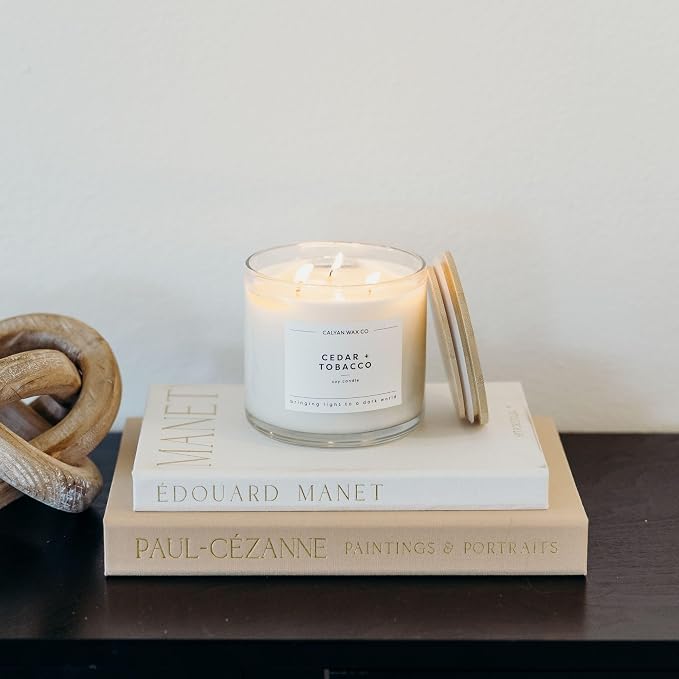 Calyan Wax Co. Cedar & Tobacco 3 Wick Scented Candle - Image 7
