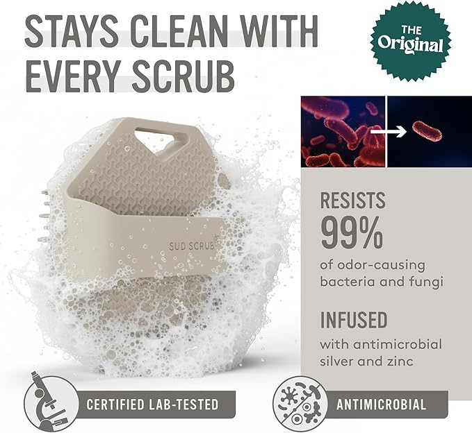 Sud Scrub® Antimicrobial Silicone Body Scrubber, Exfoliating Body Brush - Image 2