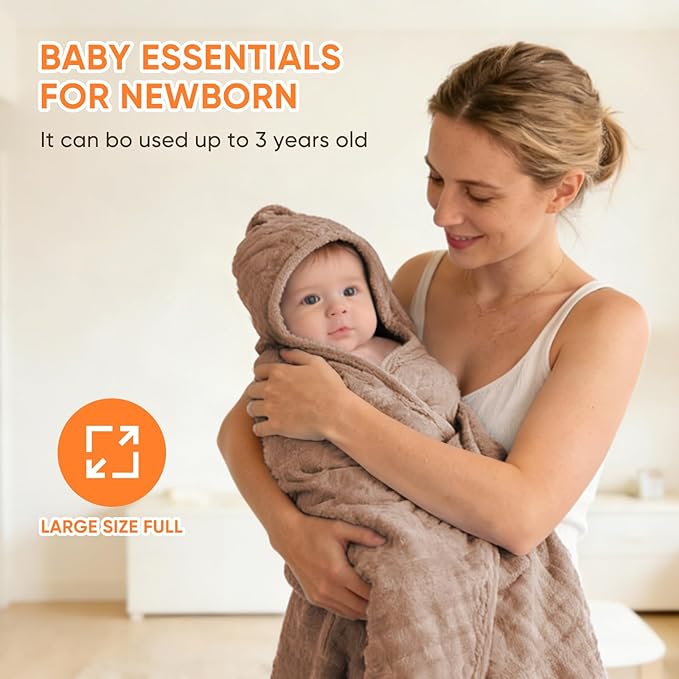 MIGIOL Muslin Hooded Baby Towels 100% Cotton ，Super Soft Muslin Baby Bath Towel - Image 6