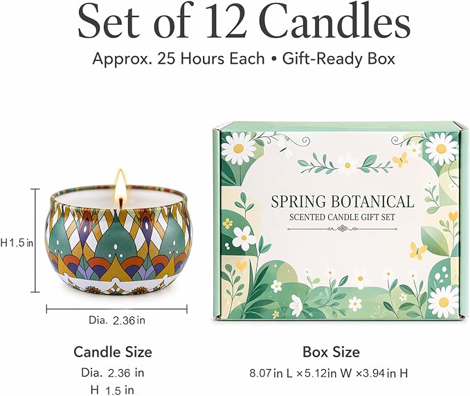 YINUO Scented Candle Gift Set for Women, 12 Pack Soy Wax Aromatherapy Candles - Image 5