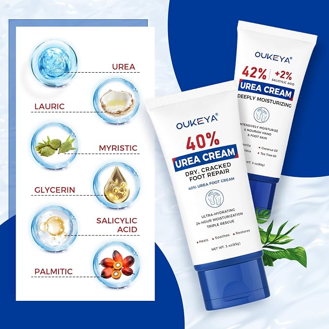 OUKEYA Urea Cream 40 Percent Tube 3 Oz, Foot & Hand Cream - Image 2