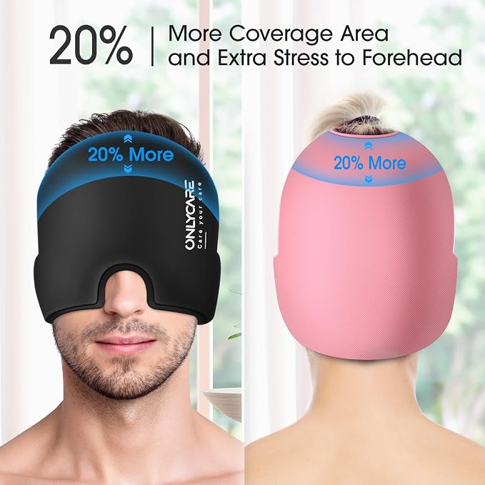 ONLYCARE Migraine Relief Cap, Soothing Migraine Mask, Upgraded Odorless Gel Ice - Image 5