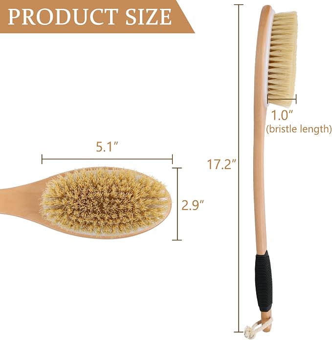 OWIIZI Back Scrubber Brush for Shower, Long Stiff Bristle Body Bath Brushes - Image 6