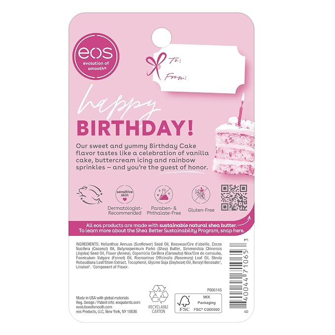 eos Natural Shea Lip Balm- Birthday Cake, eos lip balm, All-Day Moisture - Image 7