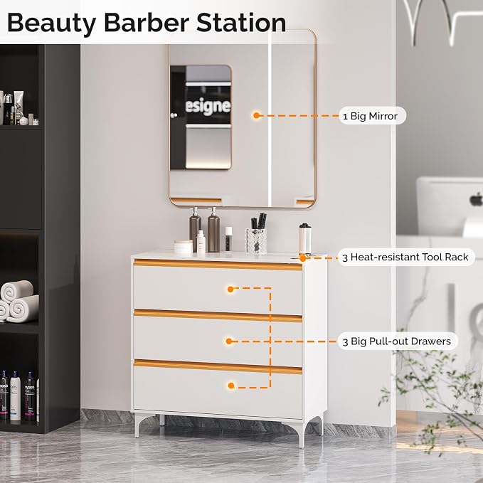 OmySalon Salon Station for Hair Stylists, Barber Free Standing Styling Cabinet - Image 3