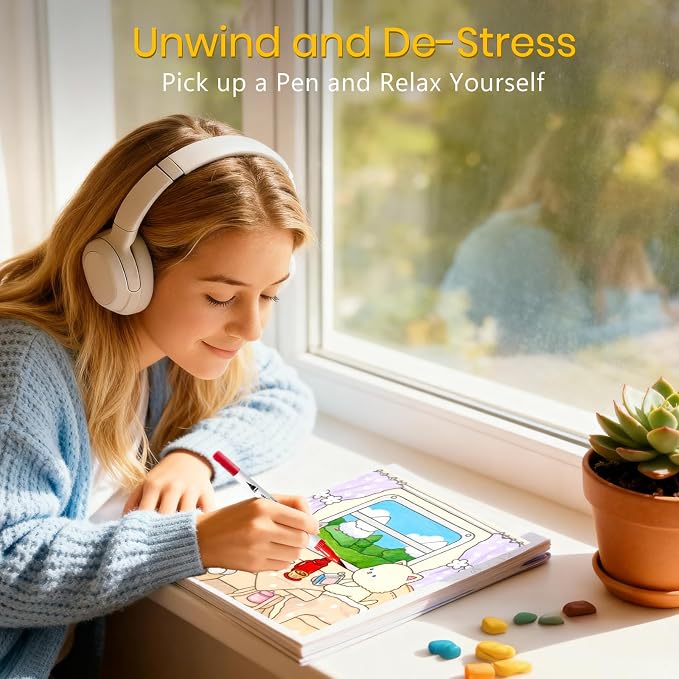 Cute Coloring Book Set for Teens Adults Relaxation, Easy and Simple Designs - Image 4