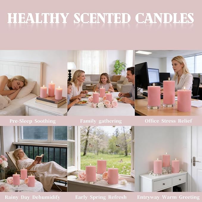 4 Pack Apple Cinnamon Scented Pillar Candles, Natural Soy Wax Candles-2.8x4In - Image 7