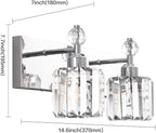 PRESDE Modern Crystal Chrome 2 Light Bathroom Vanity Light - Image 4