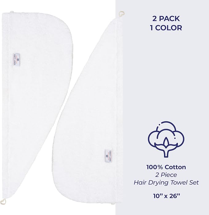 American Soft Linen 100% Cotton Hair Towels - Image 4