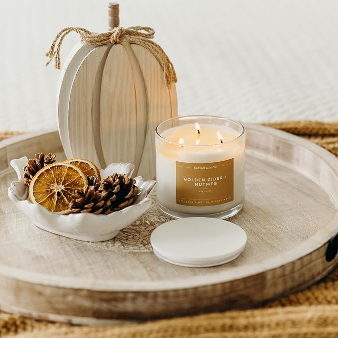 Calyan Wax Co. Golden Cider & Nutmeg 3 Wick Scented Candle - Image 7