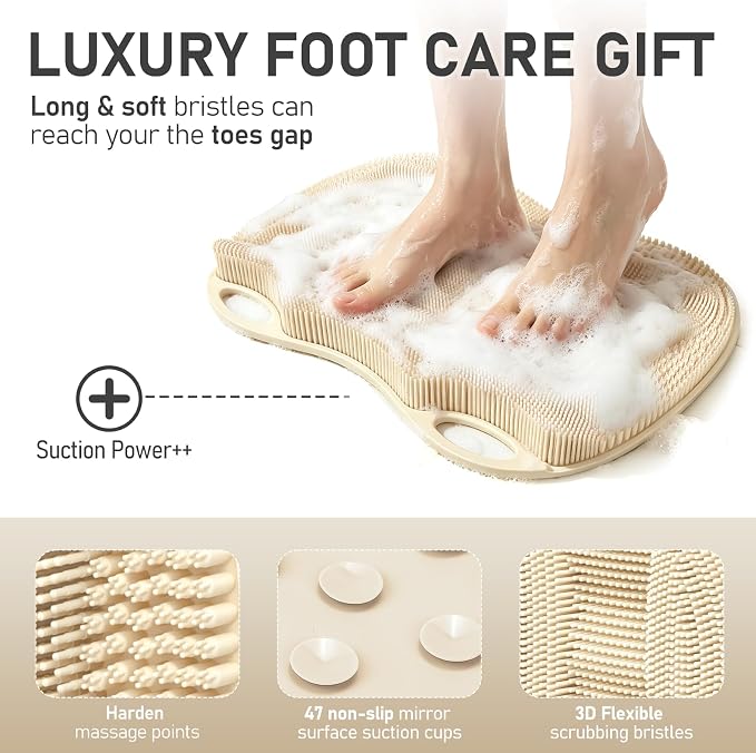 XL Shower Foot Scrubber Mat, Silicone Feet Massage Scrubber in Shower Clean - Image 3