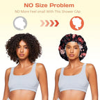 Shower Cap Reusable Double Layer Adjustable Elastic Waterproof EVA Hair Bath - Image 5