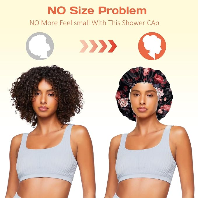 Shower Cap Reusable Double Layer Adjustable Elastic Waterproof EVA Hair Bath - Image 5