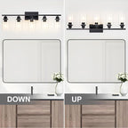 5 Light Bathroom Light Fixtures Black Vanity Light Over Mirror Modern Farmhouse - Image 6