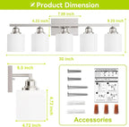 Sailstar 5-Light Bathroom Light Fixture, Brushed Nickel Vanity Lights Over - Image 6