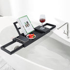 Utoplike Bamboo Bathtub Tray Black, Adjustable Bath Caddy Table - Image 7
