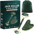 Jade Roller & Gua Sha Set – Natural Jade Face Roller by BlissFlow