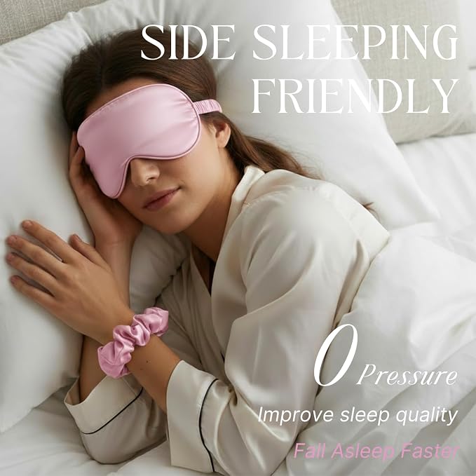 Silk Satin Sleeping Eye Mask, Light Purple Sleep Eye Mask Night Blindfold - Image 2