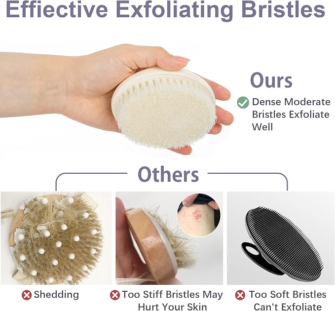 Dry Brushing Body Exfoliating Brush, Anti Slip Body Scrubber - Image 4