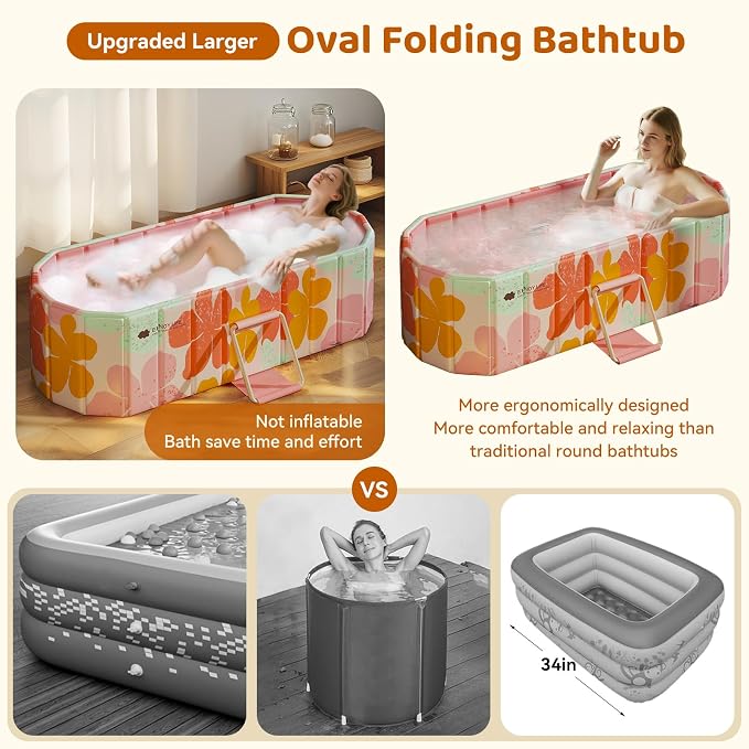 Portable Foldable Bathtub, Freestanding Bathtub No Installation, Bathroom SPA - Image 7