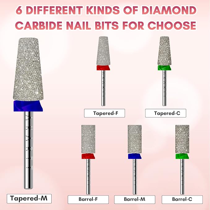Makartt Electric Nail Drill Bits: Tapered Barrel Carbide Diamond Sanding Bit - Image 8