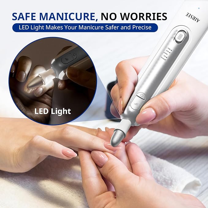 AIRSEE Professional Manicure Pedicure Kit, Cordless 6 in 1 Electric Nail File - Image 5