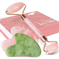 BAIMEI Rose Quartz Roller Set & Xiuyan Jade Gua Sha – Face Massager Tool and by BAIMEI