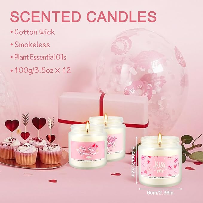 Set of 12 Valentines Scented Candles -3.5oz Romantic Candle Gifts - Image 5