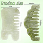Geiserailie 2 Pcs Jade Combs Esthetician Supplies Massage Stone Hair Gua Sha - Image 2