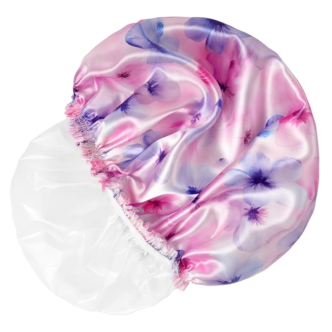4 PCS Shower Caps for Women, Printing Bath Caps, Double Layers Shower Cap - Image 8