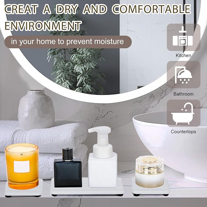 4PCS Stone Drying Trays for Bathroom Sink, Water Absorbing Stone Tray, Water - Image 7