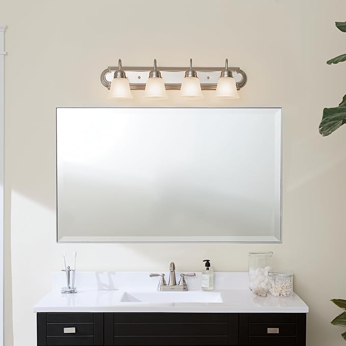 Kichler 30" 4-Light Vanity Bath Light in Brushed Nickel, Modern Bathroom Light - Image 4