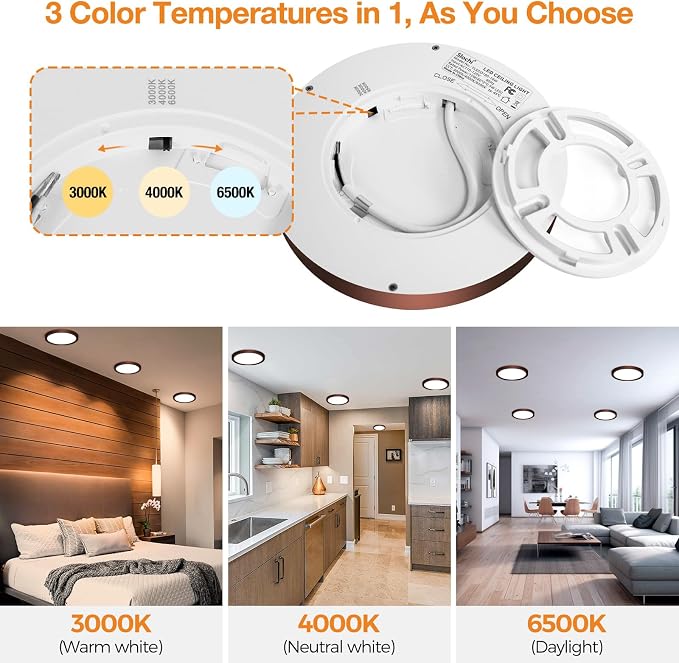 8PACK LED Flush Mount Ceiling Light Fixture, 3000K-4000K-6500K & 100W - Image 4