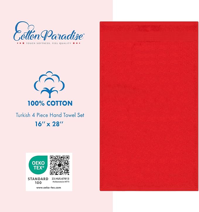 Cotton Paradise Hand Towels for Bathroom, 100% Cotton Turkish 4 Piece Hand - Image 4