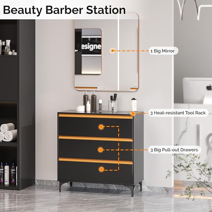 OmySalon Salon Station for Hair Stylists, Barber Free Standing Styling Cabinet - Image 3