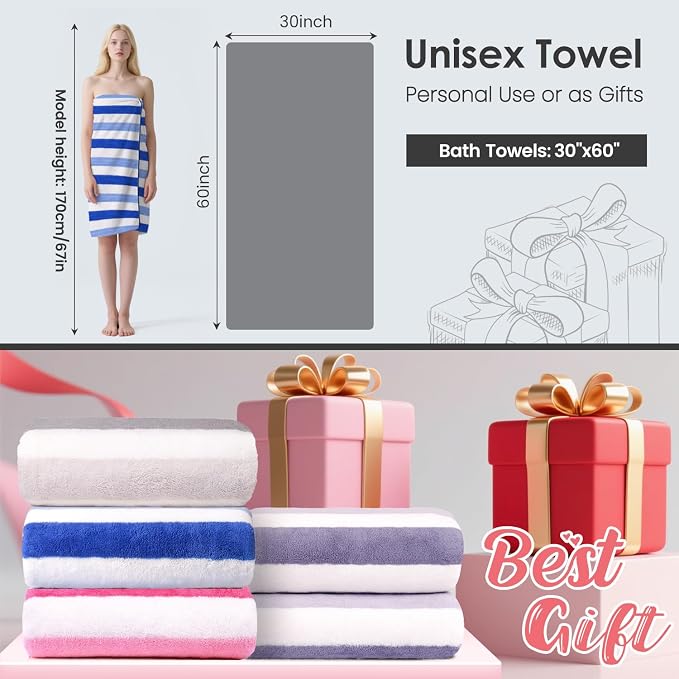 JML Bath Towels, Large Microfiber Towel Set, Ultra Soft, Super Absorbent - Image 2