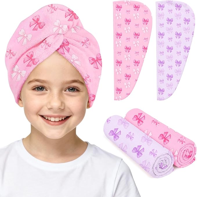 Microfiber Hair Towel Wrap for Kids 2 Pack Quick Drying Hair Towels by ArthomaHige