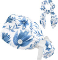 Scrub Cap with Hair Scrunchy, Ponytail Holder Surgical Cap by FVQL