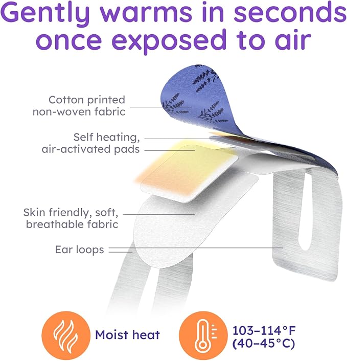8 Pack Lavender Steam Eye Mask for Dryness, Strain & Relaxation, Heated Eye - Image 3