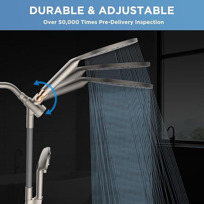 MakeFit Dual Filtered Rain Shower Head Combo, High Pressure Handheld Shower Head - Image 2