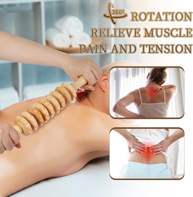 Liitrton Manual Wooden Fascia Massage Roller Trigger Points - Image 3