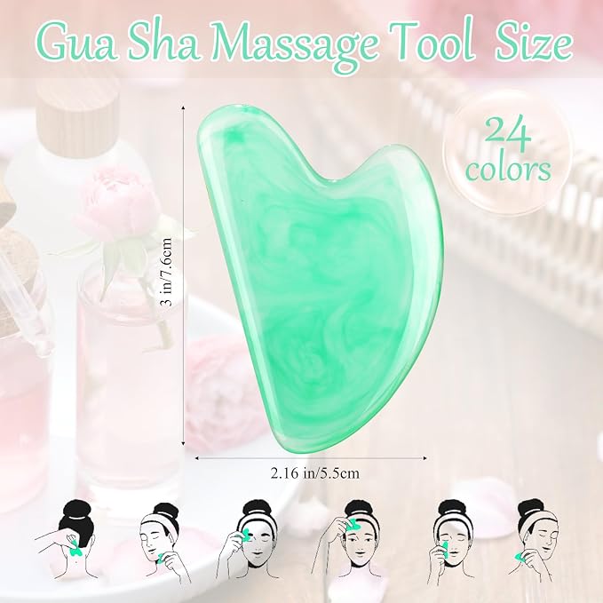 Sherr 24 Pcs Gua Sha Facial Tool Resin Gua Sha Massage Tool Heart Shaped Gua - Image 2
