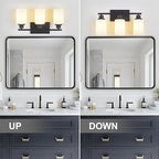 3-Light Black Bathroom Light Fixture Over Mirror, Modern Farmhouse Vanity Light - Image 5