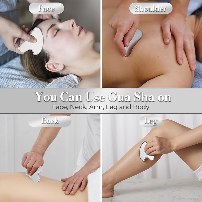 Stainless Steel Gua Sha Facial Tools | Premium Face & Body Massage Scraper - Image 7