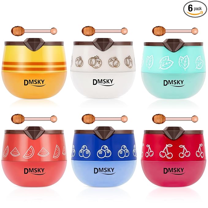 DMSKY 6 PCS Bee Lip Balm Honey Pot, Propolis Lip Mask Overnight Moisturizing by DMSKY
