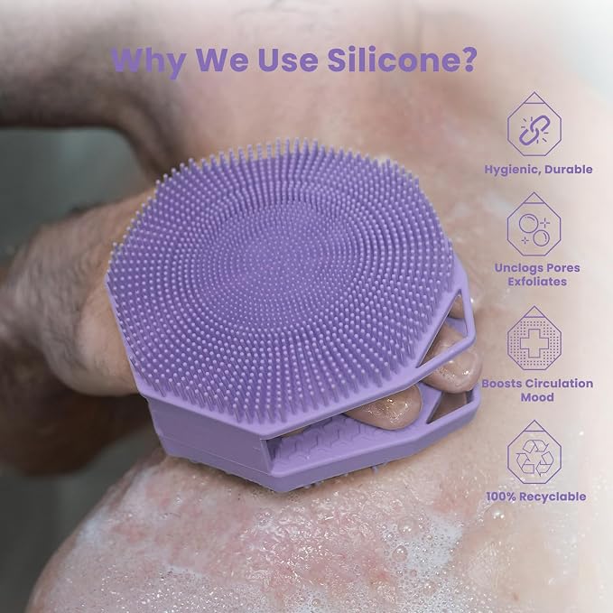 iTokGoK® Premium Silver-Infused 2 in 1 Silicone Body Scrubber, Double-Sided - Image 4