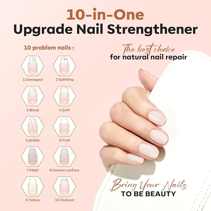 modelones Nail Strengthener, Milky White Nail Polish Nail Repair - Image 2