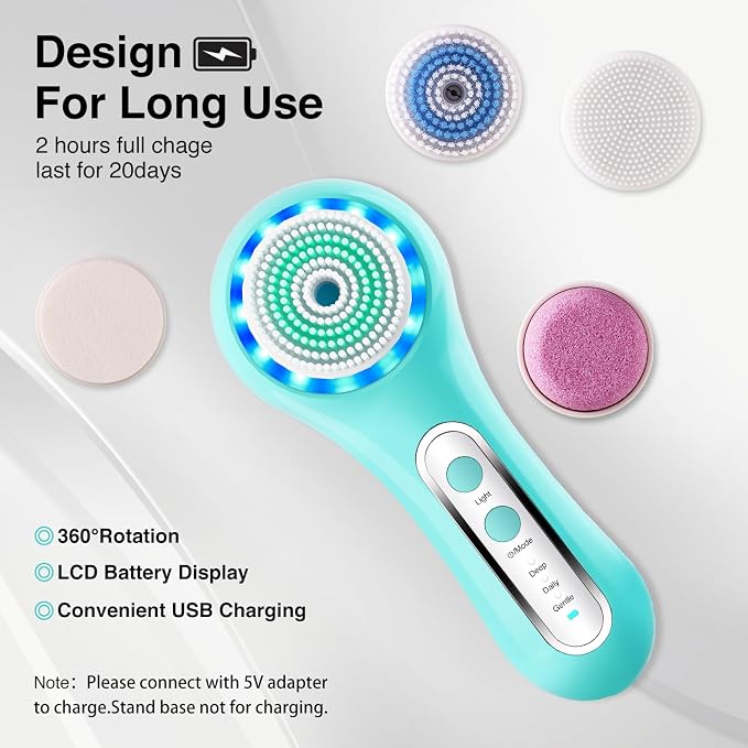 UMICKOO Electric Facial Cleansing Brush, 2-Way Rotating Face Scrubber - Image 7