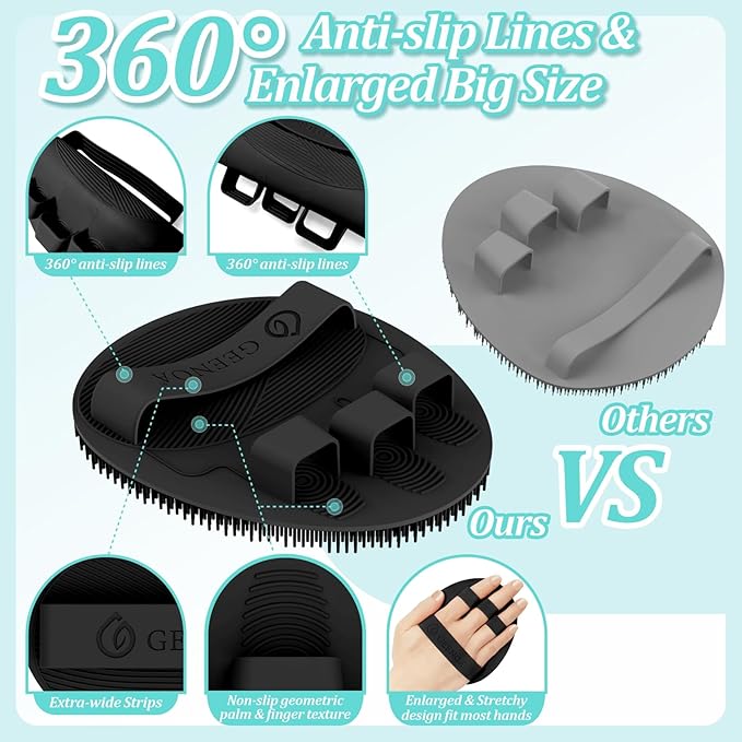 Silicone Body & Face Scrubber Set, 360° Anti-Slip & Hand-fit Silicone Shower - Image 5